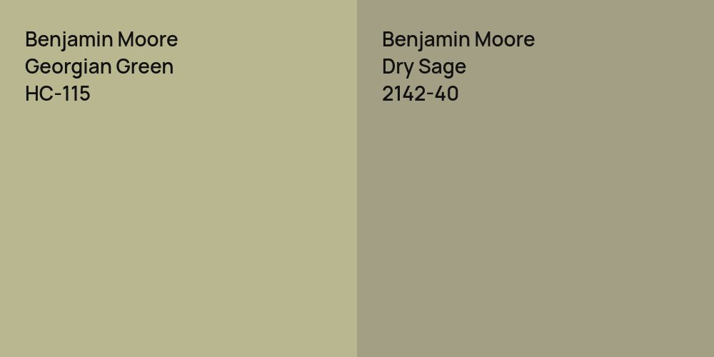 Benjamin Moore Georgian Green vs. Benjamin Moore Dry Sage