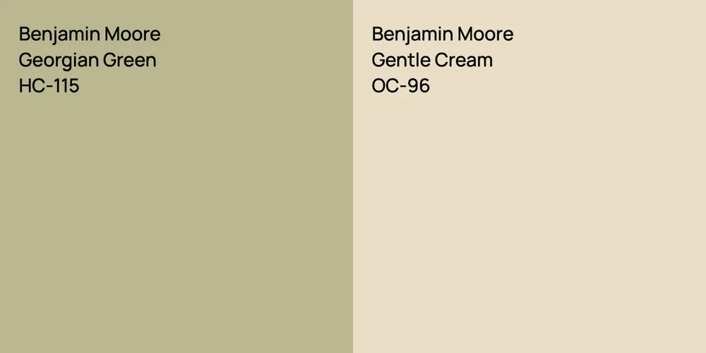 Benjamin Moore Georgian Green vs. Benjamin Moore Gentle Cream