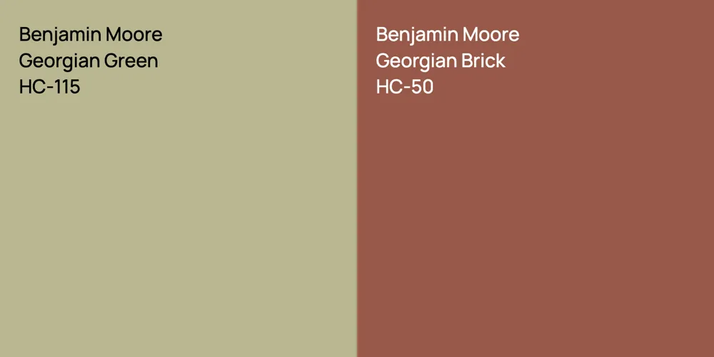 Benjamin Moore Georgian Green vs. Benjamin Moore Georgian Brick