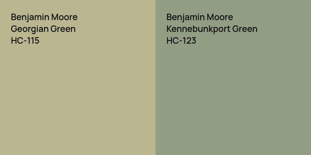 Benjamin Moore Georgian Green vs. Benjamin Moore Kennebunkport Green