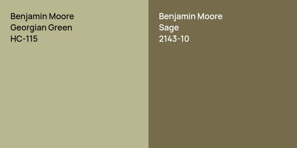 Benjamin Moore Georgian Green vs. Benjamin Moore Sage