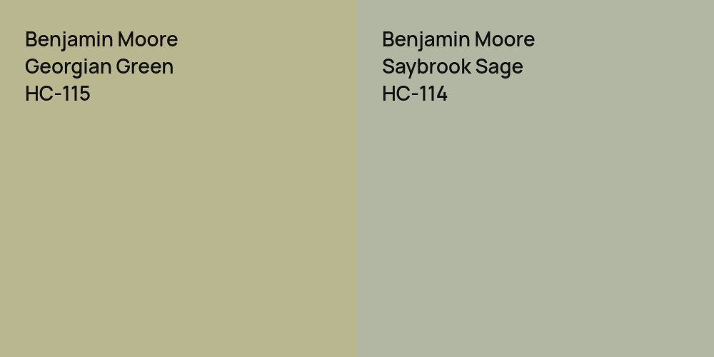 Benjamin Moore Georgian Green vs. Benjamin Moore Saybrook Sage