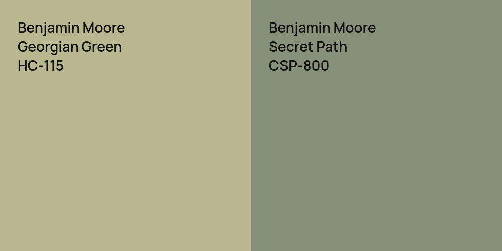 Benjamin Moore Georgian Green vs. Benjamin Moore Secret Path