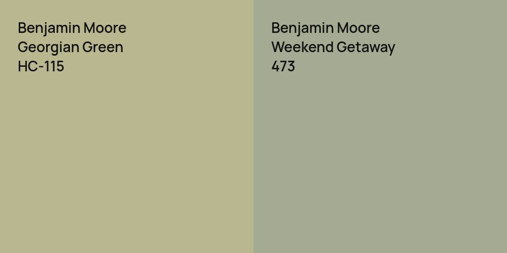 Benjamin Moore Georgian Green vs. Benjamin Moore Weekend Getaway