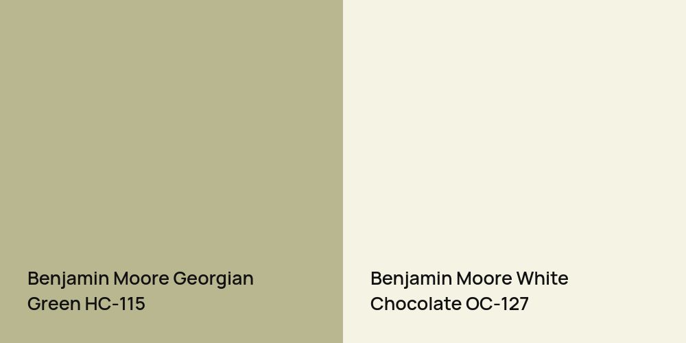 Benjamin Moore Georgian Green vs. Benjamin Moore White Chocolate