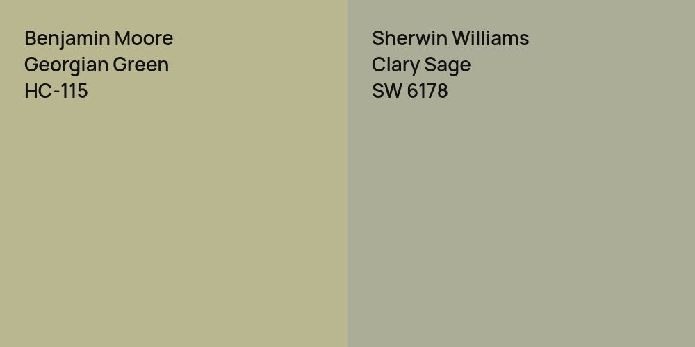 Benjamin Moore Georgian Green vs. Sherwin Williams Clary Sage