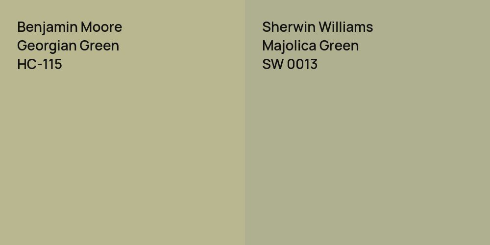 Benjamin Moore Georgian Green vs. Sherwin Williams Majolica Green