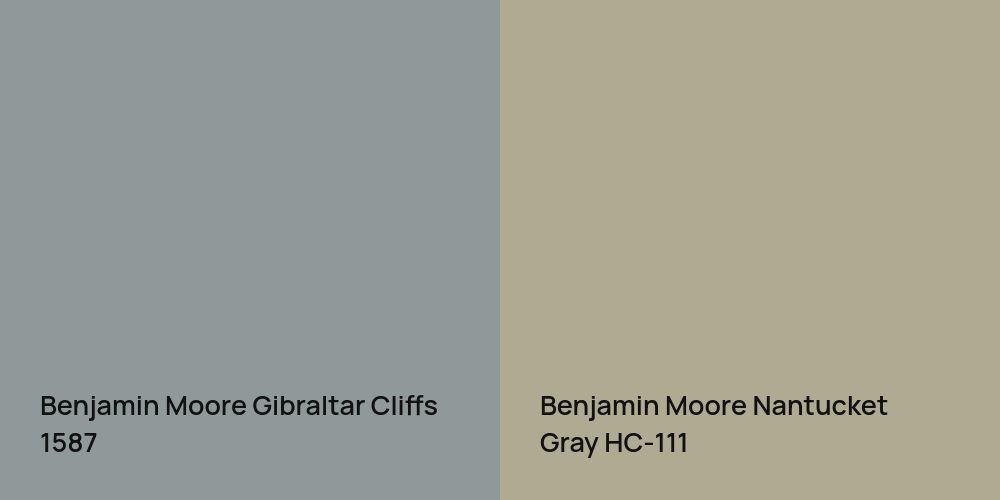 Benjamin Moore Gibraltar Cliffs vs. Benjamin Moore Nantucket Gray