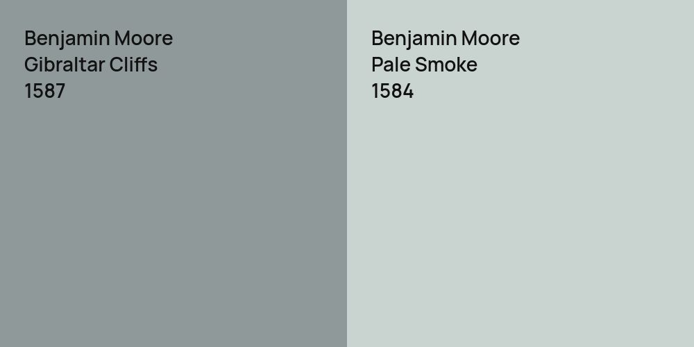 Benjamin Moore Gibraltar Cliffs vs. Benjamin Moore Pale Smoke