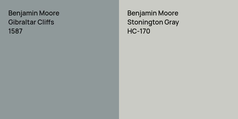 Benjamin Moore Gibraltar Cliffs vs. Benjamin Moore Stonington Gray