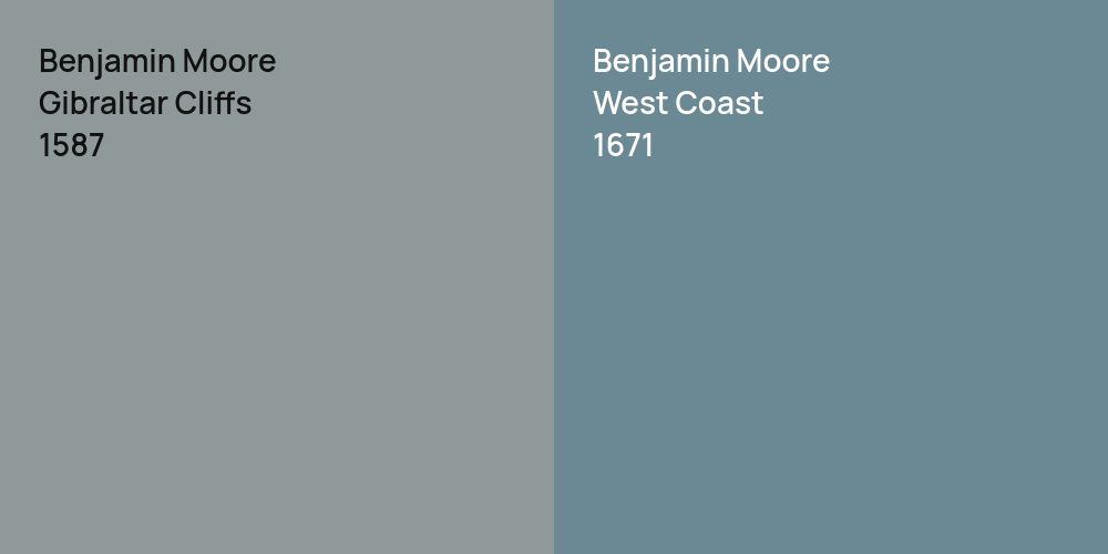 Benjamin Moore Gibraltar Cliffs vs. Benjamin Moore West Coast