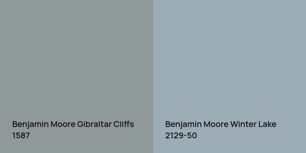 Benjamin Moore Gibraltar Cliffs vs. Benjamin Moore Winter Lake