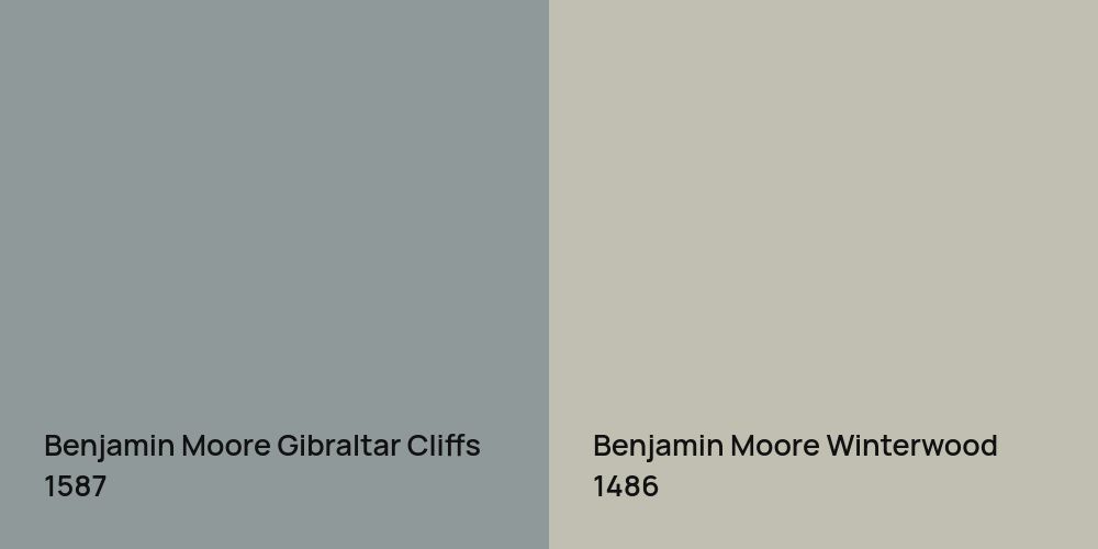 Benjamin Moore Gibraltar Cliffs vs. Benjamin Moore Winterwood