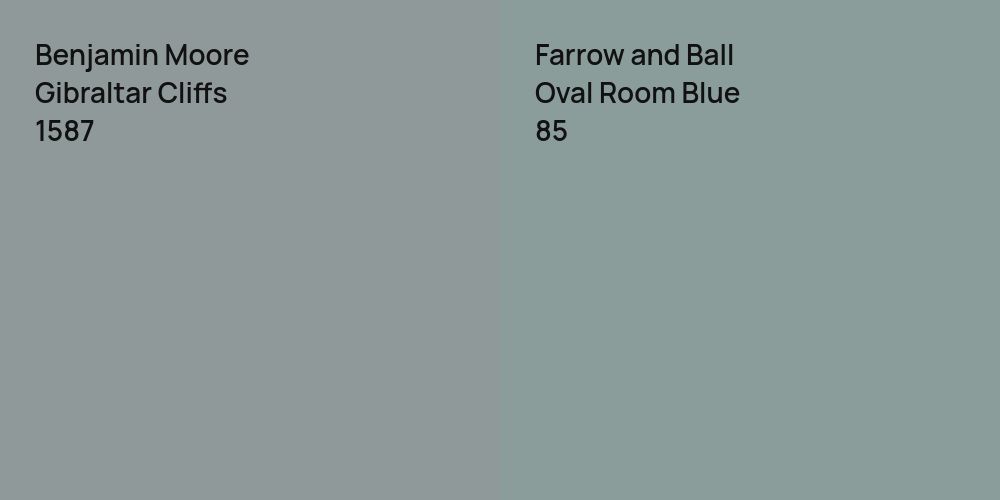 Benjamin Moore Gibraltar Cliffs vs. Farrow and Ball Oval Room Blue