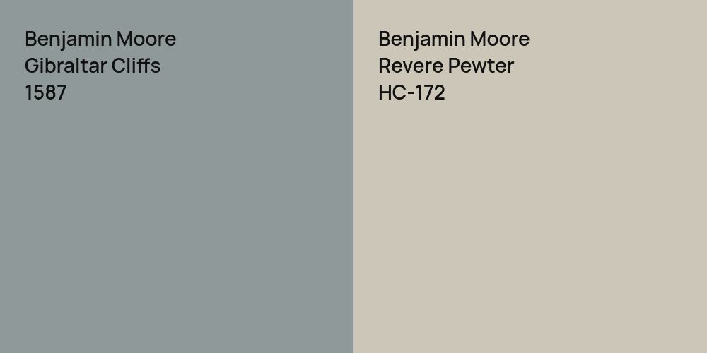 Benjamin Moore Gibraltar Cliffs vs. Benjamin Moore Revere Pewter