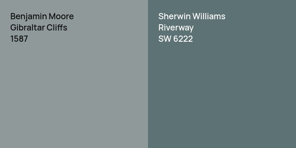 Benjamin Moore Gibraltar Cliffs vs. Sherwin Williams Riverway