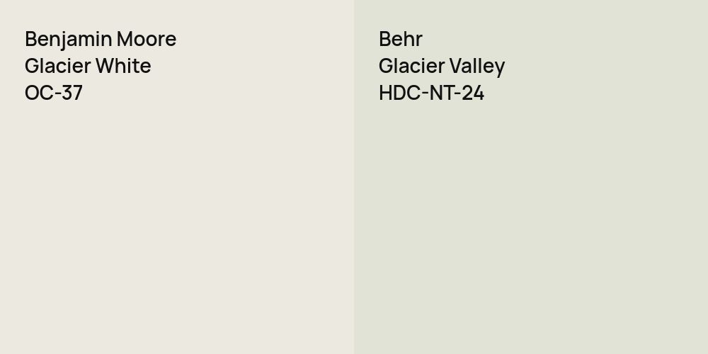 Benjamin Moore Glacier White vs. Behr Glacier Valley