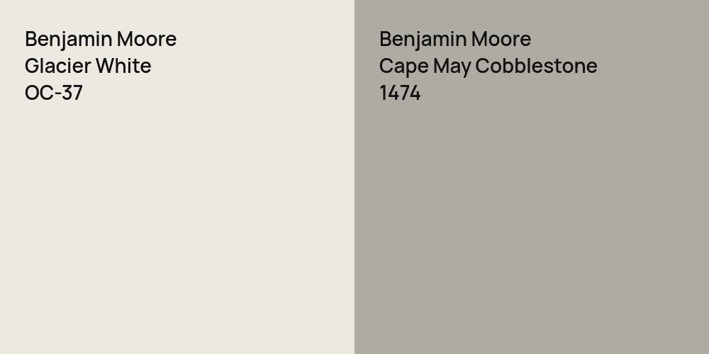 Benjamin Moore Glacier White vs. Benjamin Moore Cape May Cobblestone