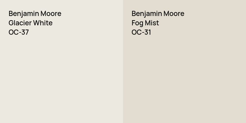 Benjamin Moore Glacier White vs. Benjamin Moore Fog Mist