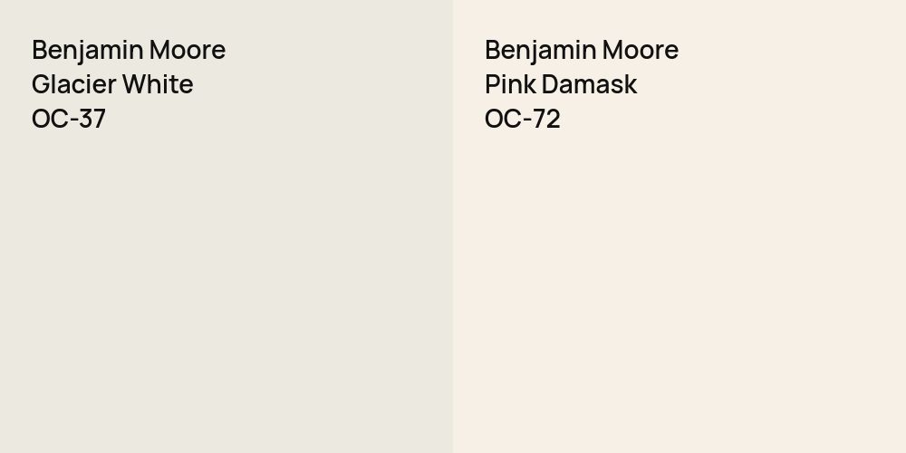 Benjamin Moore Glacier White vs. Benjamin Moore Pink Damask