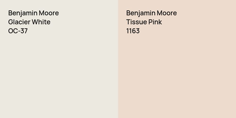 Benjamin Moore Glacier White vs. Benjamin Moore Tissue Pink