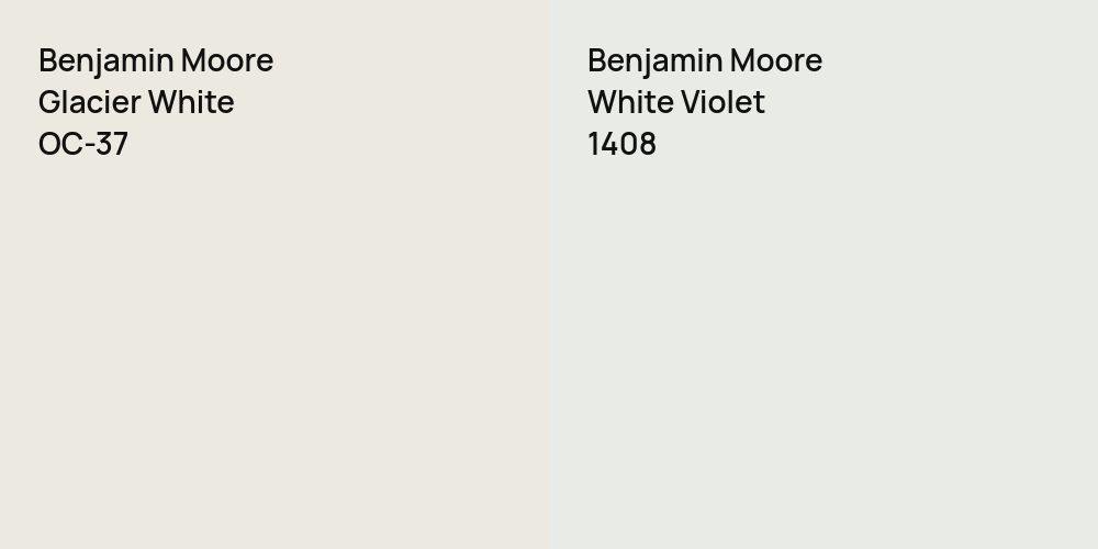 Benjamin Moore Glacier White vs. Benjamin Moore White Violet