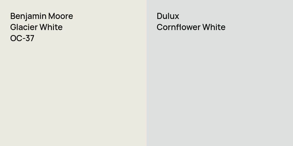 Benjamin Moore Glacier White vs. Dulux Cornflower White