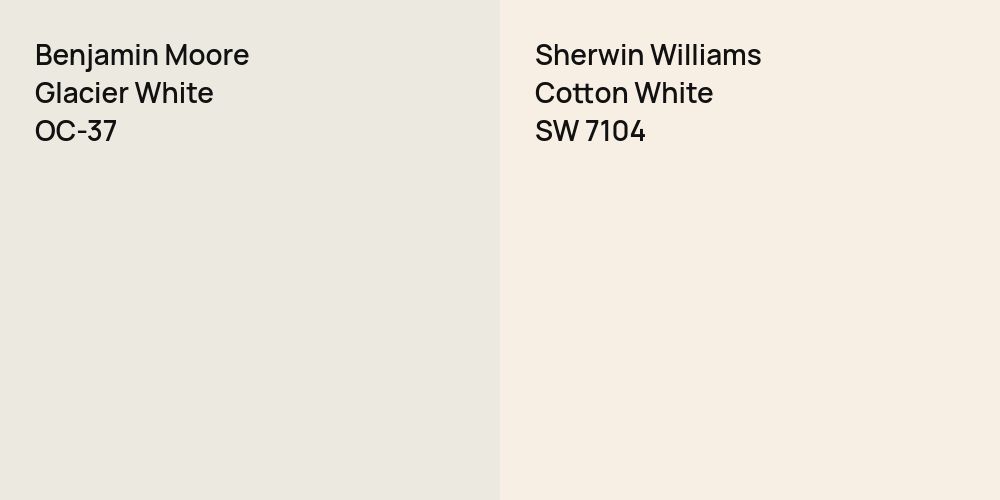 Benjamin Moore Glacier White vs. Sherwin Williams Cotton White