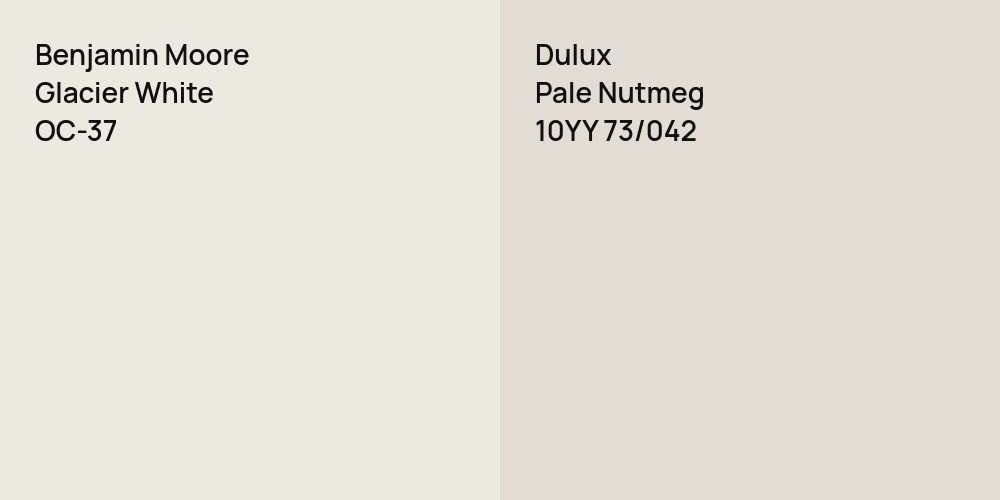 Benjamin Moore Glacier White vs. Dulux Pale Nutmeg