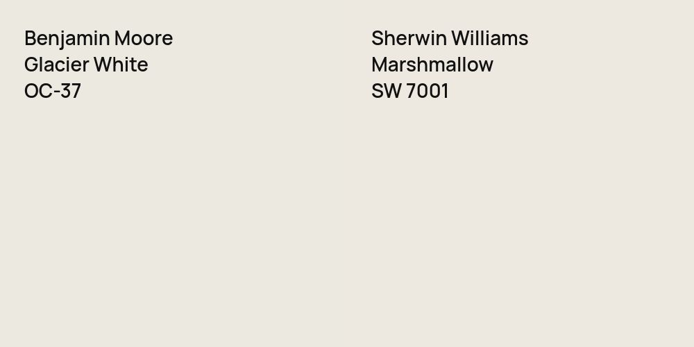 Benjamin Moore Glacier White vs. Sherwin Williams Marshmallow