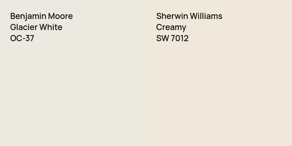 Benjamin Moore Glacier White vs. Sherwin Williams Creamy