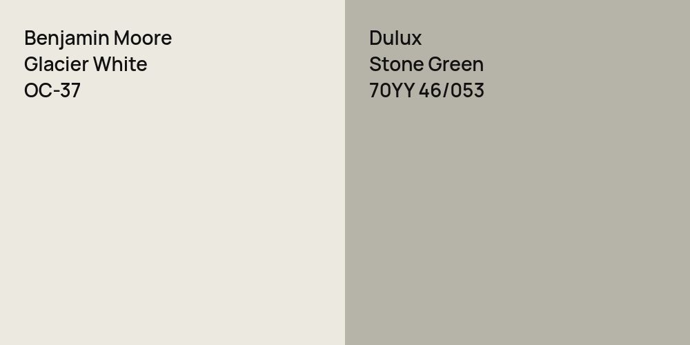 Benjamin Moore Glacier White vs. Dulux Stone Green