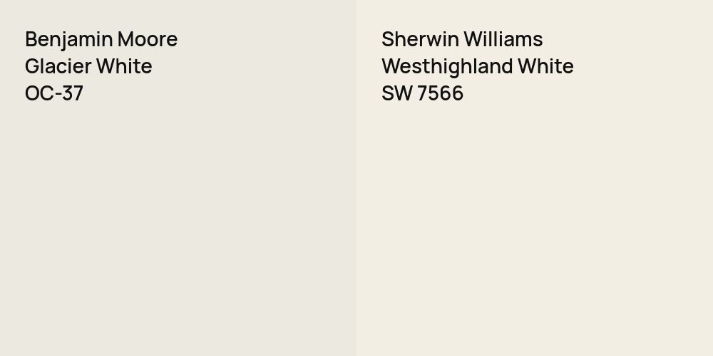 Benjamin Moore Glacier White vs. Sherwin Williams Westhighland White