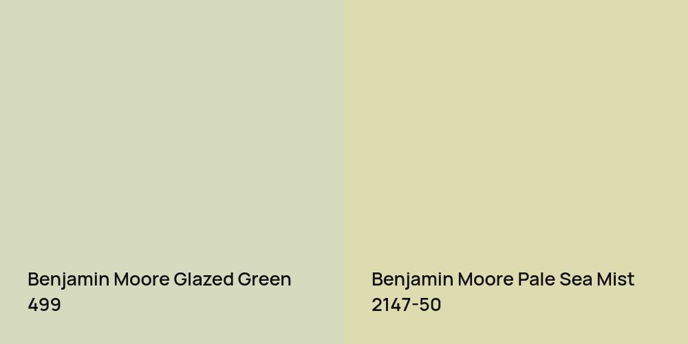 Benjamin Moore Glazed Green vs. Benjamin Moore Pale Sea Mist