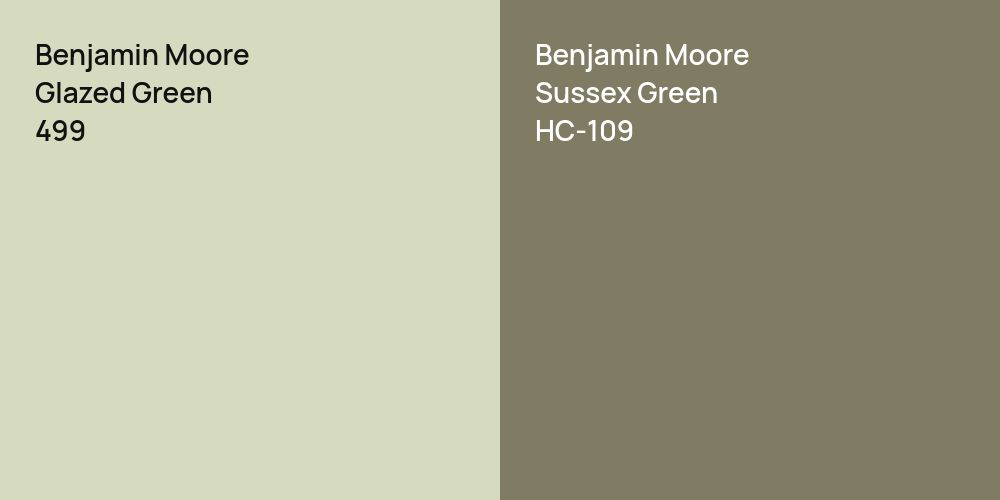 Benjamin Moore Glazed Green vs. Benjamin Moore Sussex Green