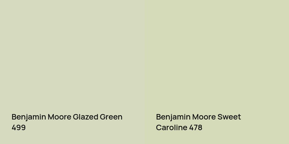 Benjamin Moore Glazed Green vs. Benjamin Moore Sweet Caroline