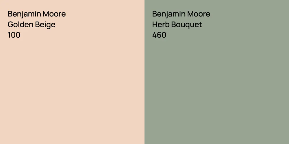 Benjamin Moore Golden Beige vs. Benjamin Moore Herb Bouquet