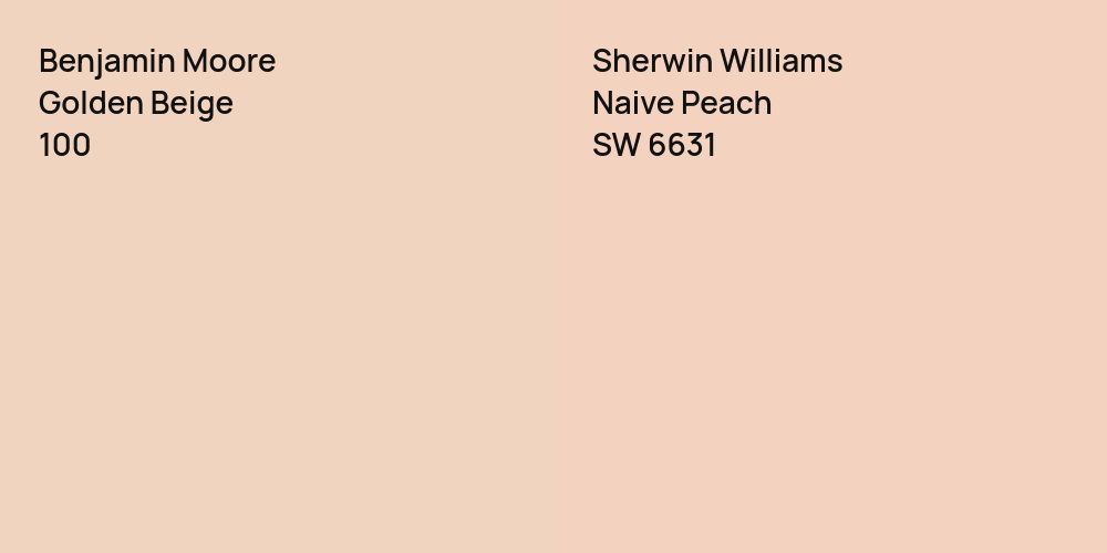 Benjamin Moore Golden Beige vs. Sherwin Williams Naive Peach