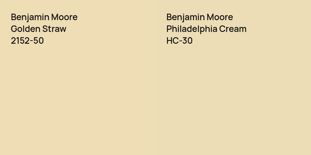 Benjamin Moore Golden Straw vs. Benjamin Moore Philadelphia Cream