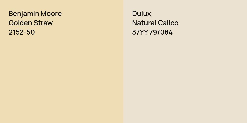 Benjamin Moore Golden Straw vs. Dulux Natural Calico