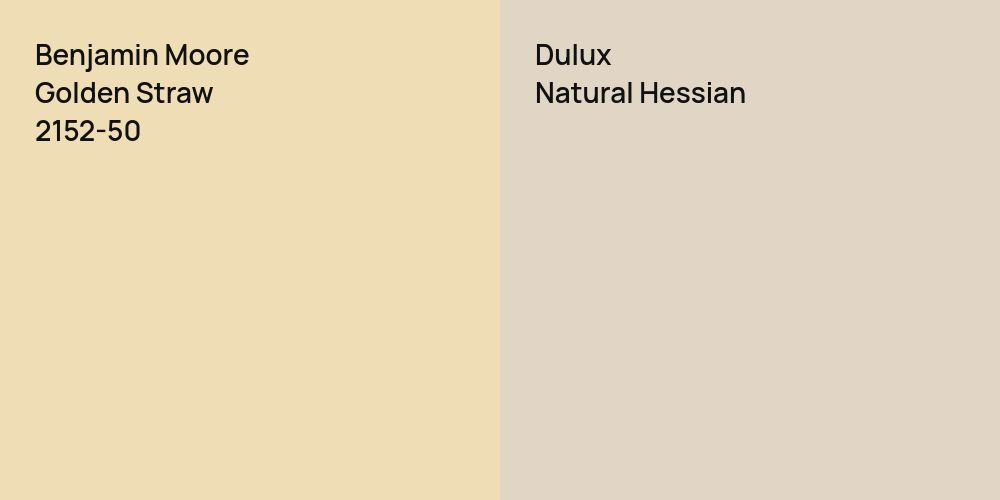 Benjamin Moore Golden Straw vs. Dulux Natural Hessian