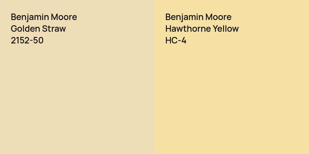 Benjamin Moore Golden Straw vs. Benjamin Moore Hawthorne Yellow