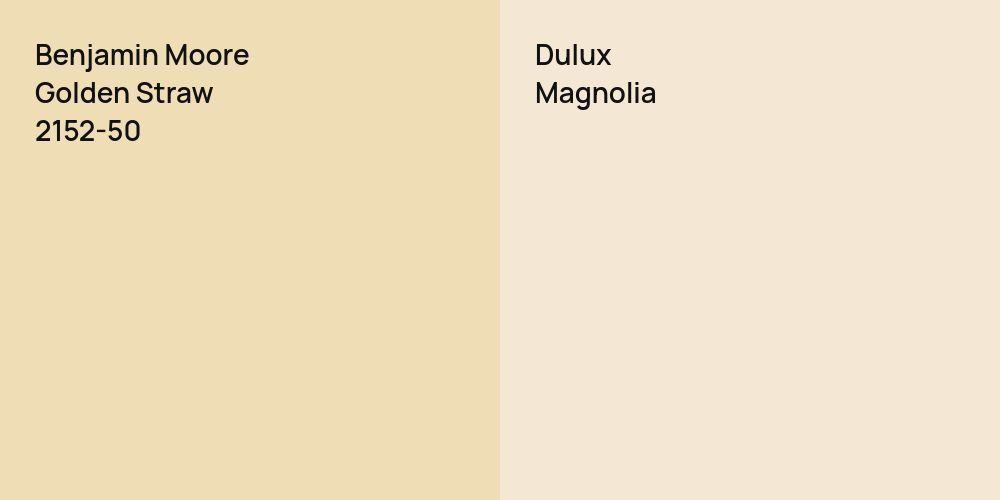 Benjamin Moore Golden Straw vs. Dulux Magnolia