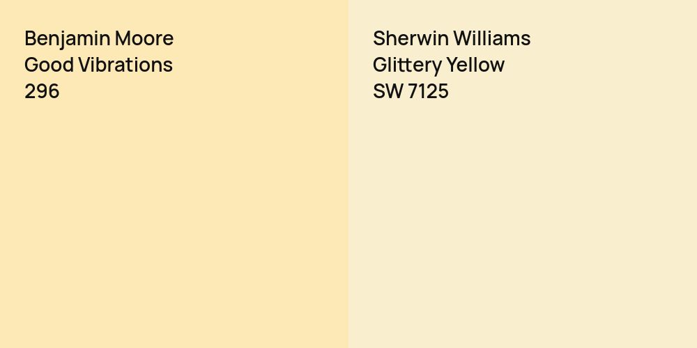 Benjamin Moore Good Vibrations vs. Sherwin Williams Glittery Yellow