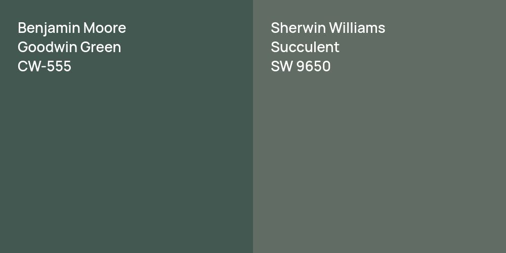 Benjamin Moore Goodwin Green vs. Sherwin Williams Succulent