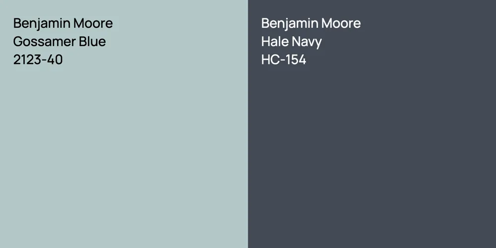 Benjamin Moore Gossamer Blue vs. Benjamin Moore Hale Navy