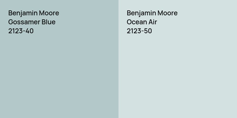 Benjamin Moore Gossamer Blue vs. Benjamin Moore Ocean Air