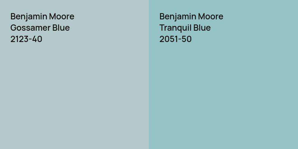 Benjamin Moore Gossamer Blue vs. Benjamin Moore Tranquil Blue