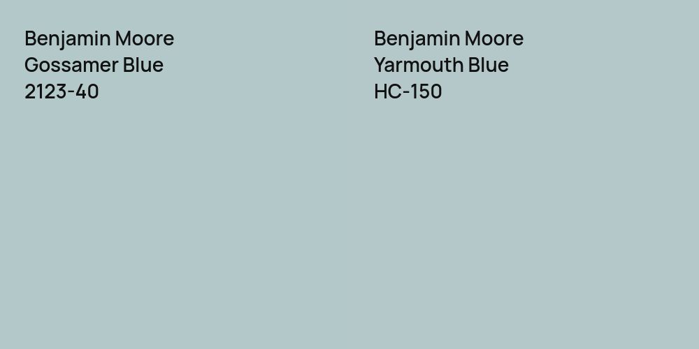 Benjamin Moore Gossamer Blue vs. Benjamin Moore Yarmouth Blue