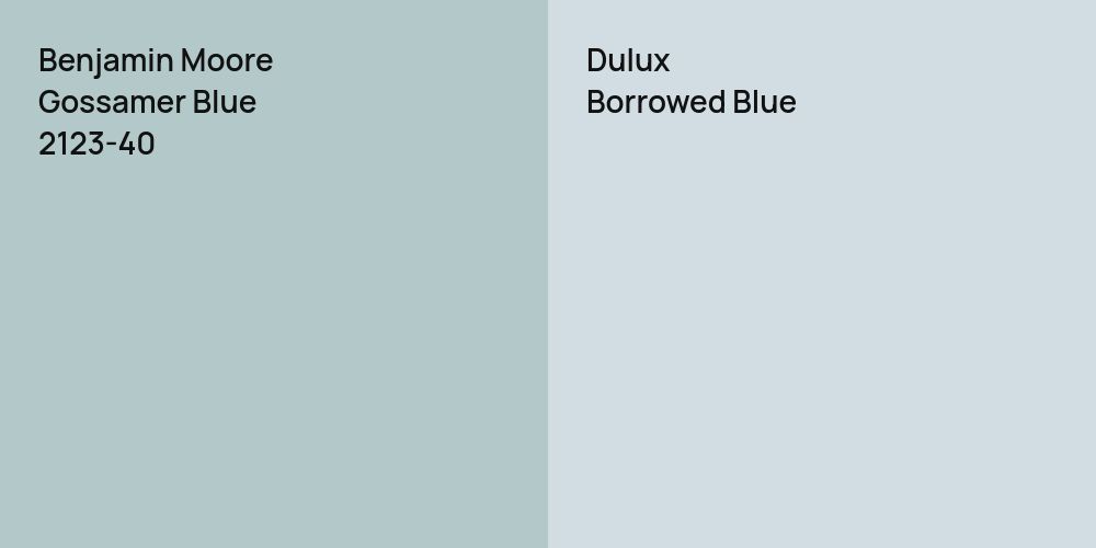 Benjamin Moore Gossamer Blue vs. Dulux Borrowed Blue